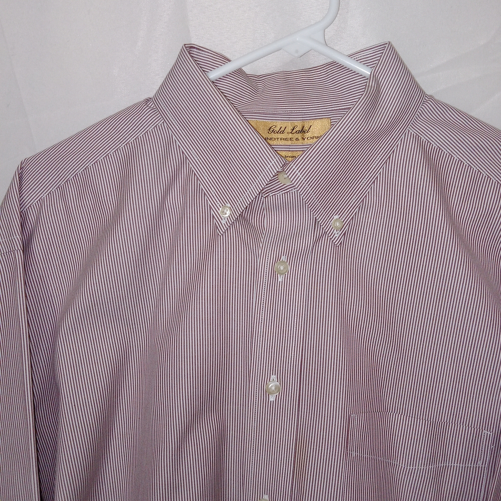 Roundtree & Yorke Gold Label Cotton 80s Non-Iron Pinpoint Shirt 16.5-33 Striped